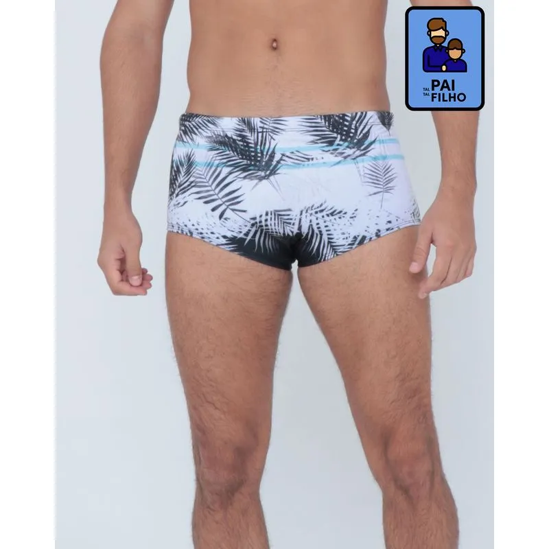 Sunga Modelo Tradicional Estampada Floral Branco G