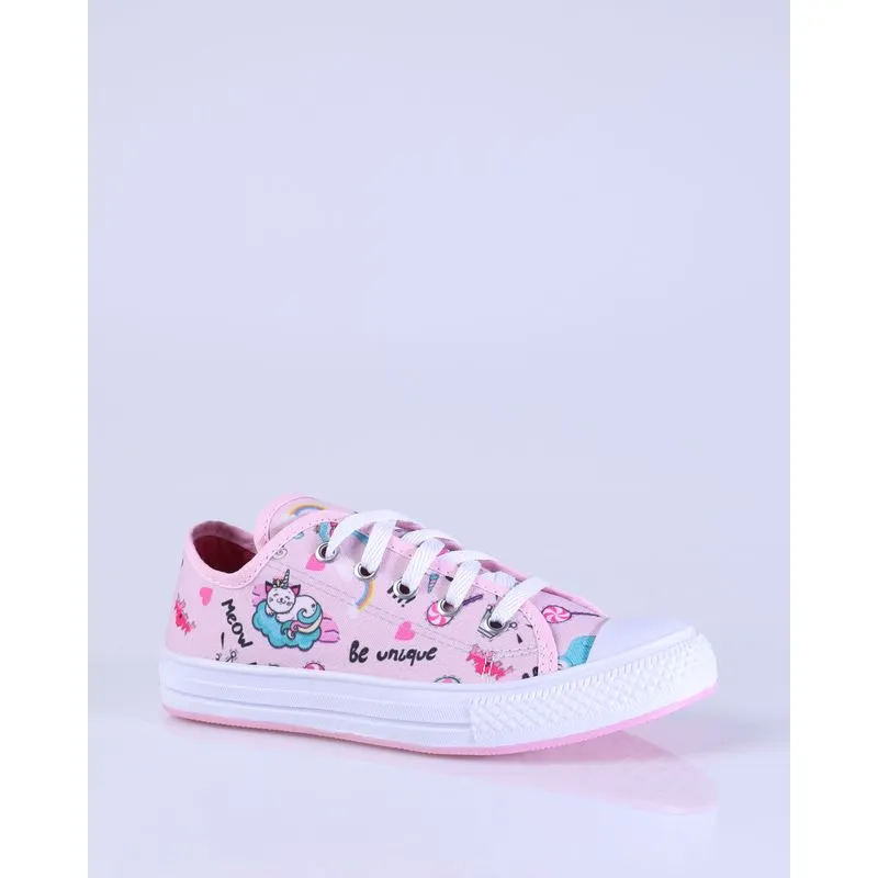 Tênis Infantil Casual Estampa Gato Unicórnio Rosa 25