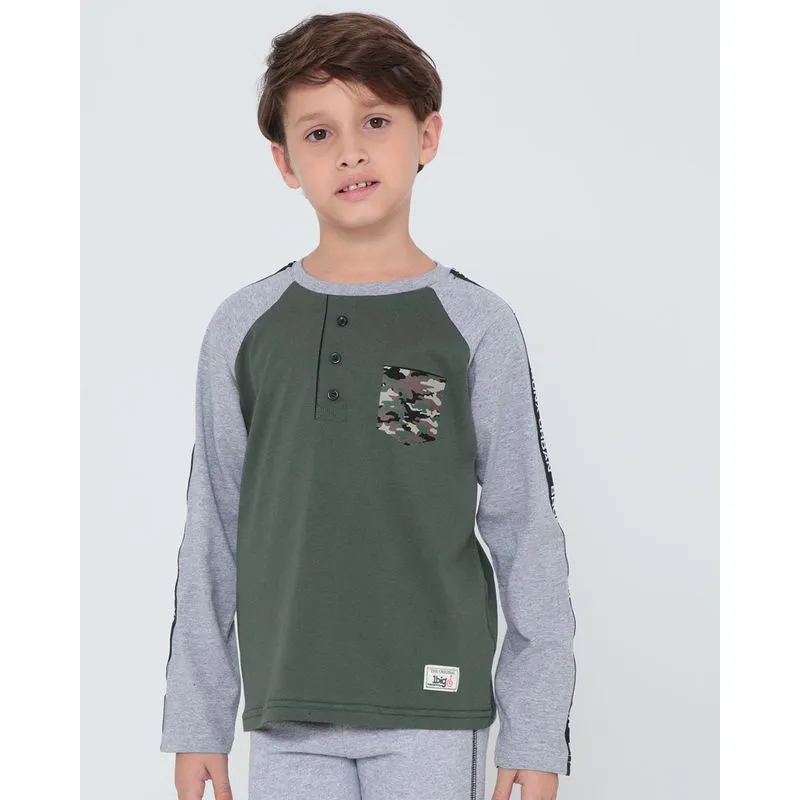 Camiseta Infantil Estampa Urbana Verde Escuro 10