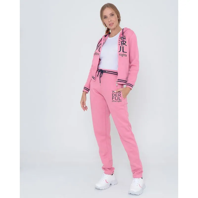 Conjunto Feminino Moletom Pelúcia Zíper Rosa G