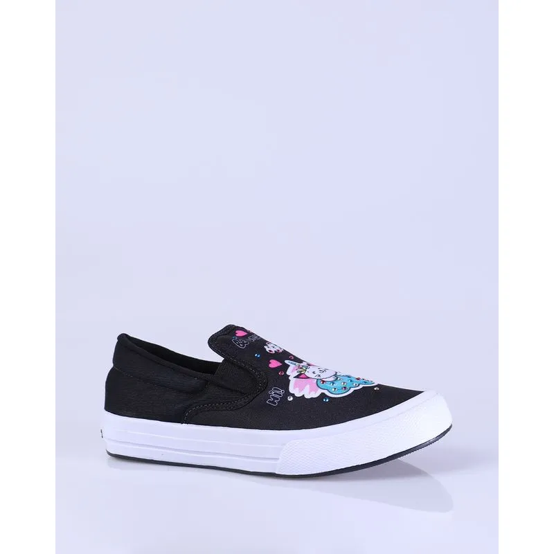 Tênis Infantil Slip On Estampa Gato Unicórnio Preto 34