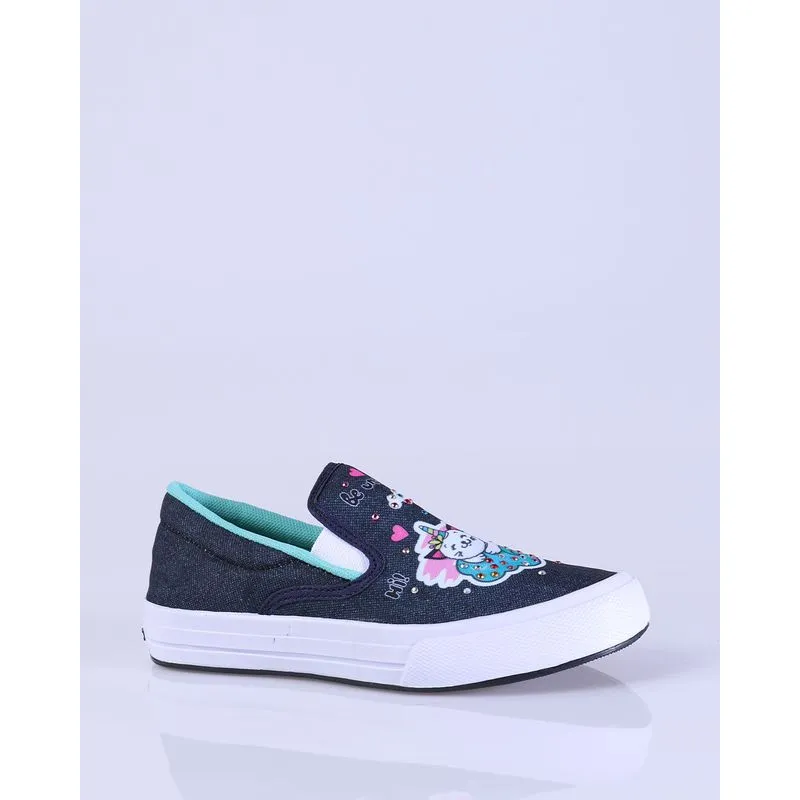 Tênis Infantil Slip On Estampa Gato Unicórnio Azul 29