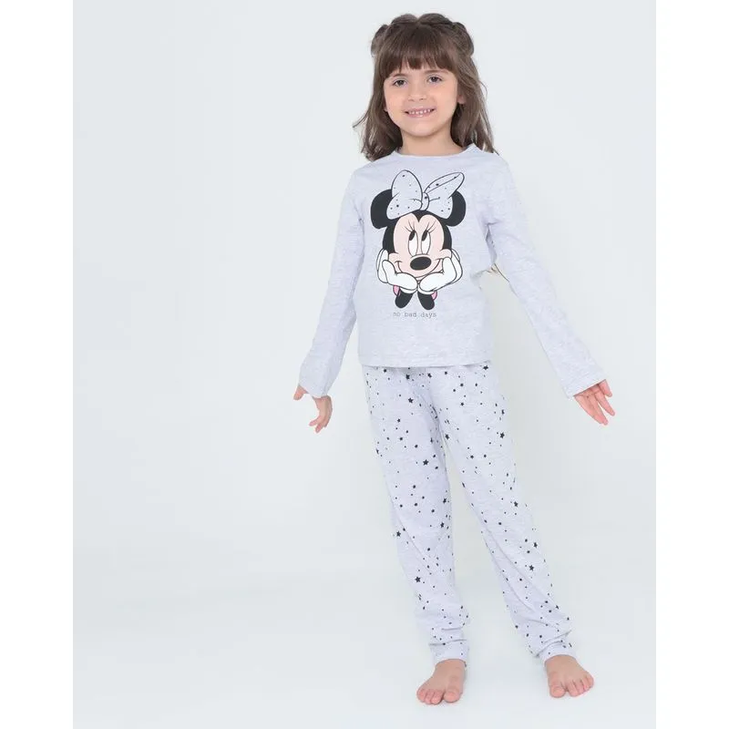 Pijama Infantil Minnie Disney Cinza 8