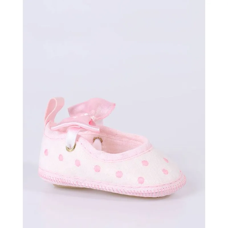 Sapatilha Bebê Poá e Laço Rosa Claro 3