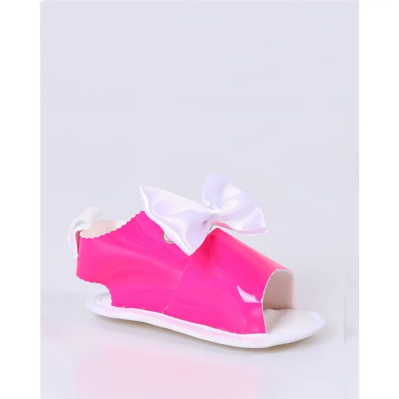 Sandália Bebê Com Laço Rosa 1