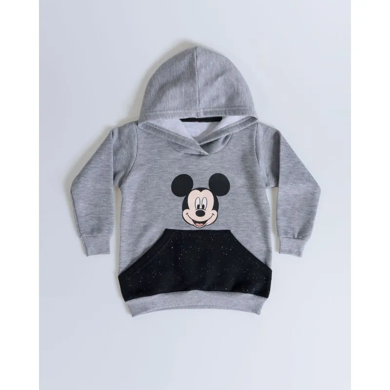 Blusão Moletom Bebê Mickey Mouse Disney Cinza 3