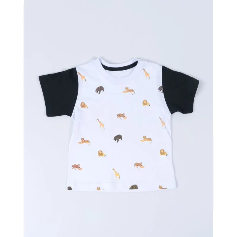 Camiseta Bebê Estampa Bichos Branca 1