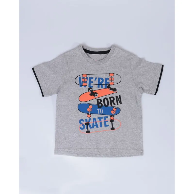 Camiseta Bebê Estampa Skate Mescla Cinza 3