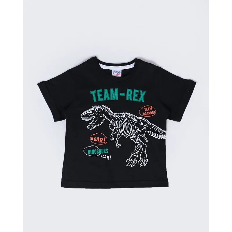 Camiseta Bebê Estampa Dinossauro Preta 3