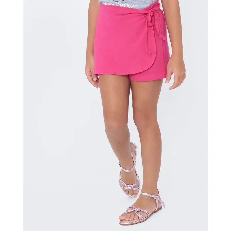 Short Saia Infantil Amarração Rosa Pink 6