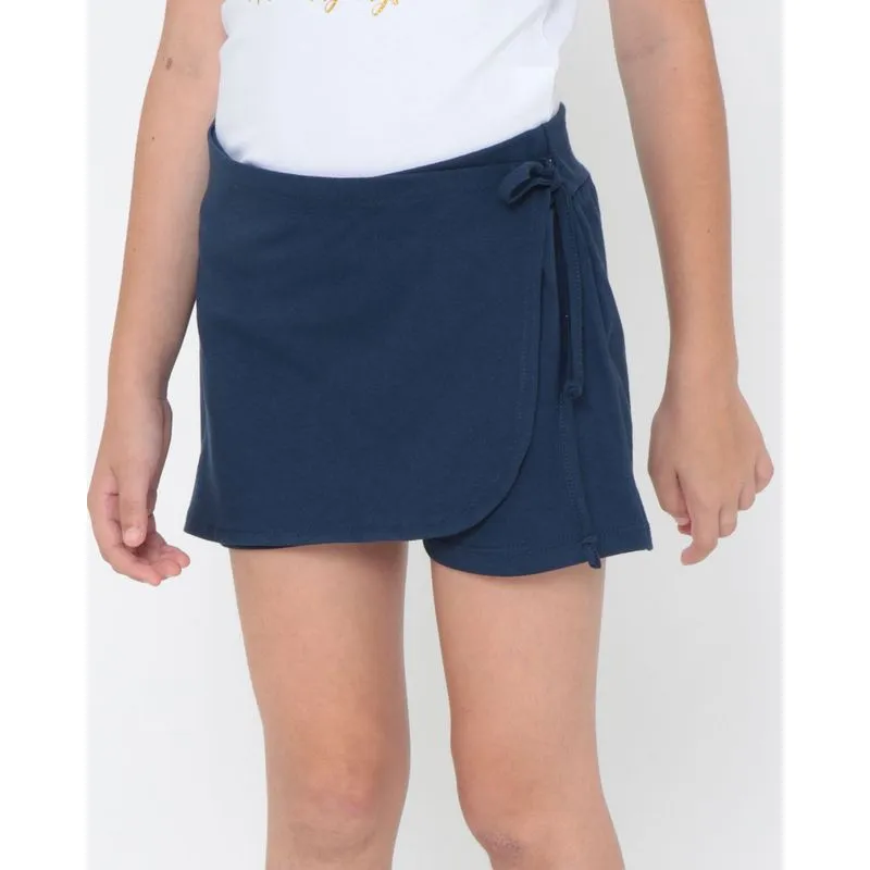 Short Saia Infantil Amarração Azul Marinho 10