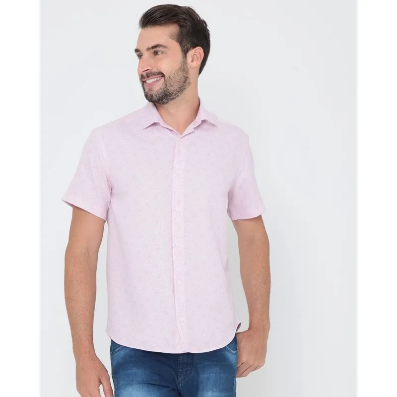 Camisa Masculina Estampada Rosa Claro P