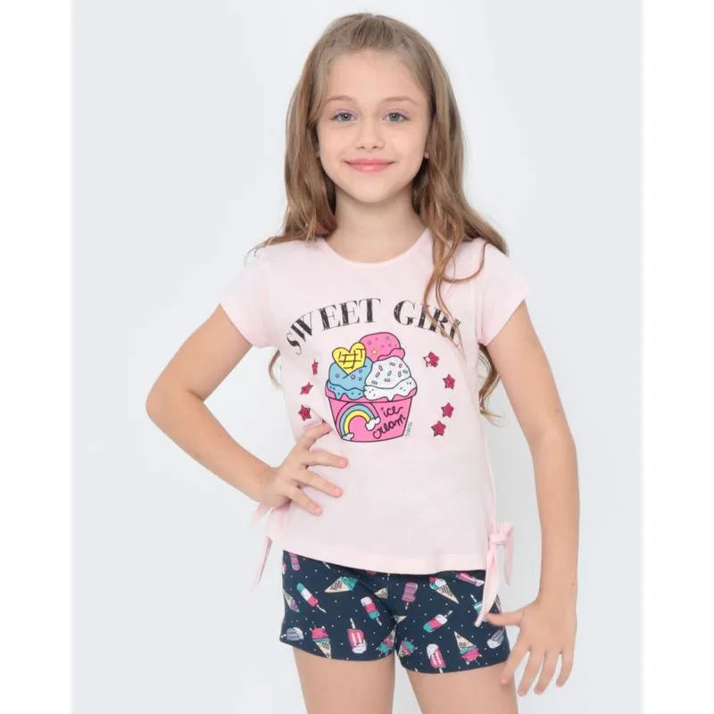 Conjunto Infantil Sorvetes Rosa Claro 4