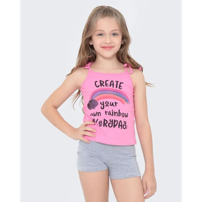 Conjunto Infantil Alcinha Arco-Íris Rosa 6