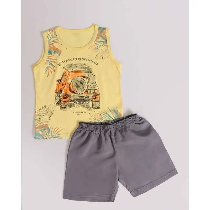 Conjunto Bebê Estampa Frontal Carro Amarelo 3