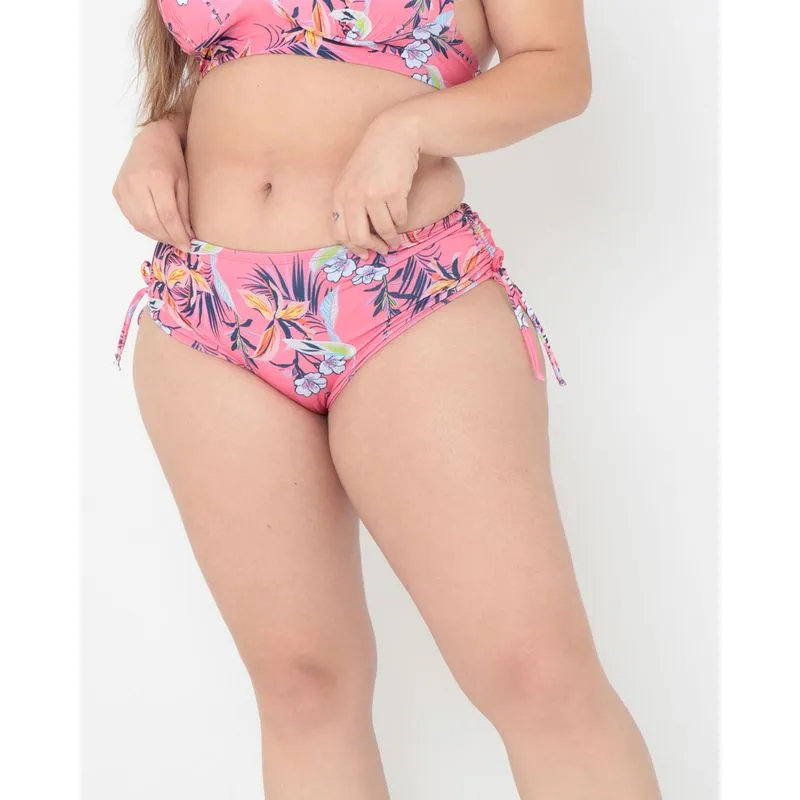 Biquíni Avulso Plus Size Calcinha Sunkini Floral Rosa 48