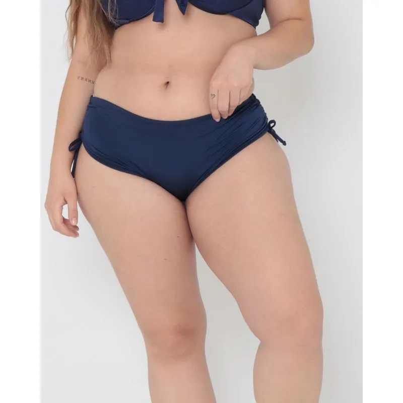Biquíni Avulso Calcinha Alta Plus Size Franzido Marinho 50