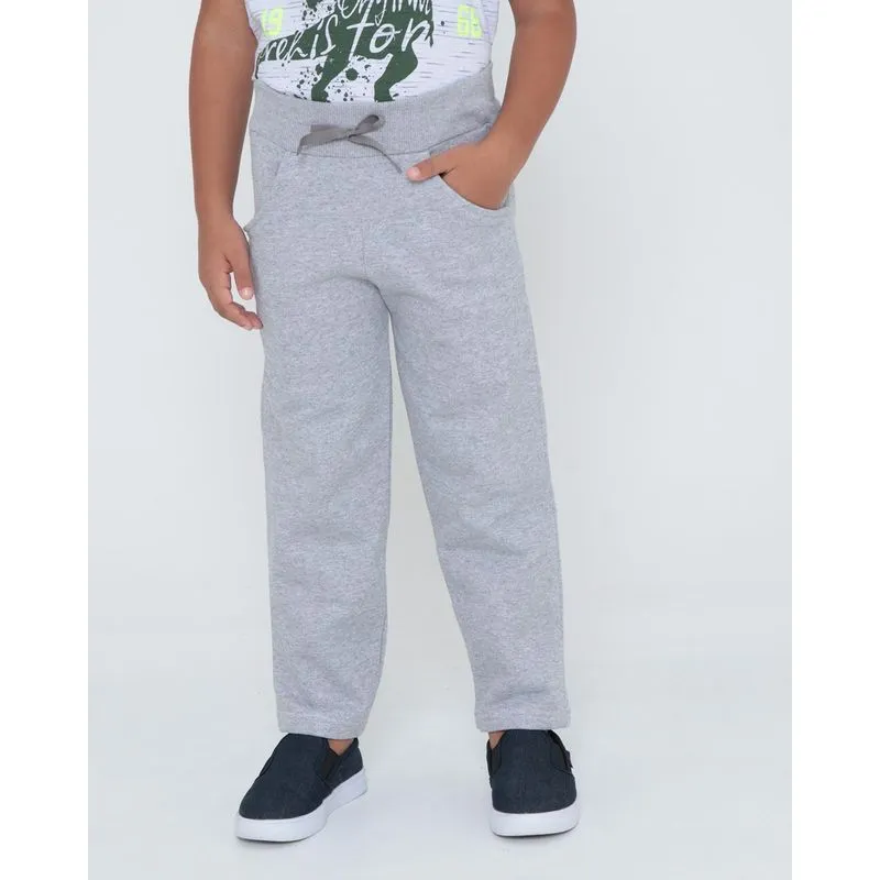 Calça Infantil Moletom Básica Mescla Cinza 6