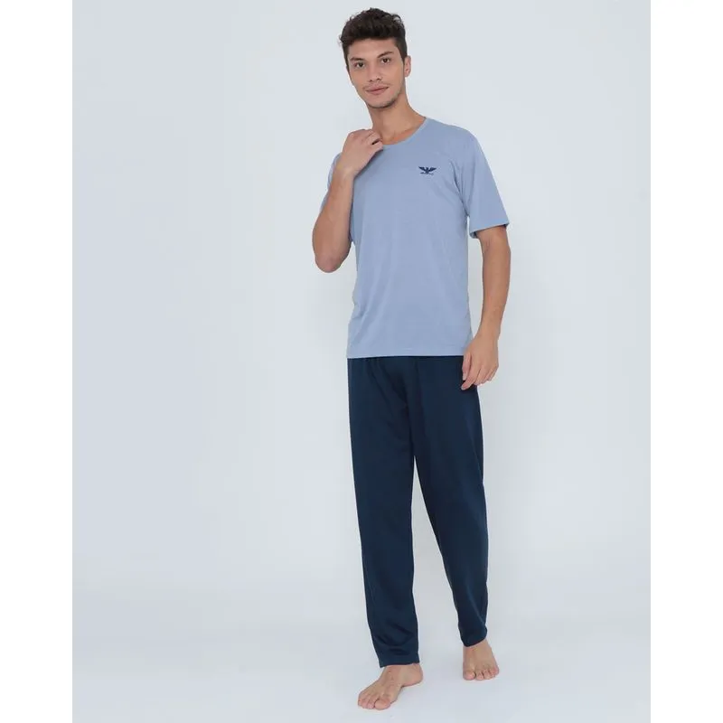 Pijama Masculino Longo Azul Claro G