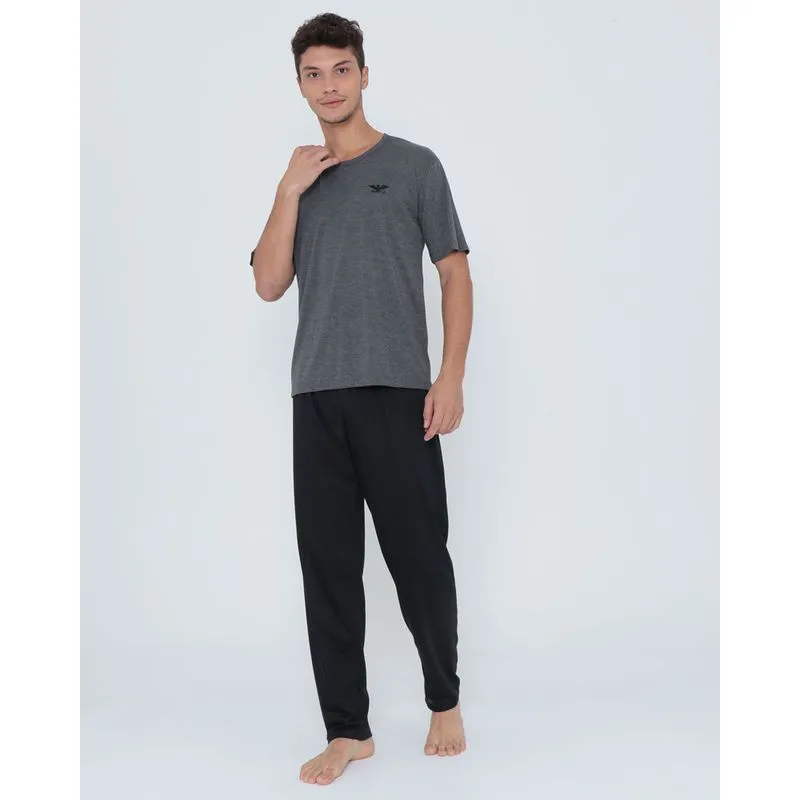 Pijama Masculino Longo Mescla Cinza Escuro M