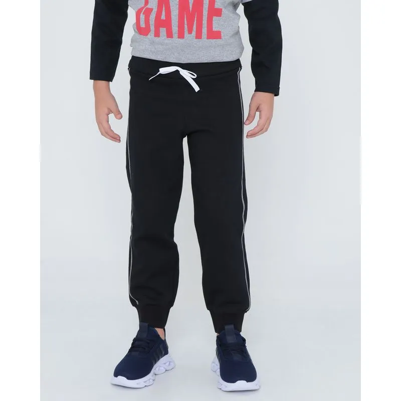 Calça Infantil Moletom Básico Preto 4