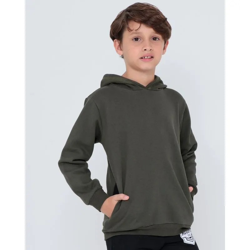 Blusão Infantil Moletom Com Capuz Verde Escuro 8