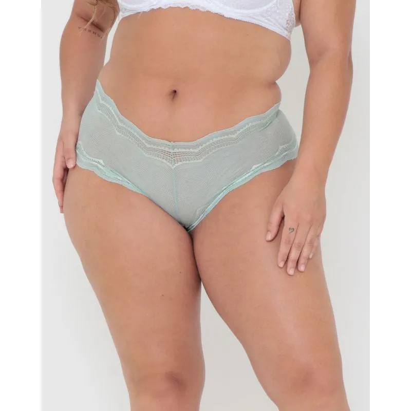 Calcinha Caleçon Plus Size Renda Verde G