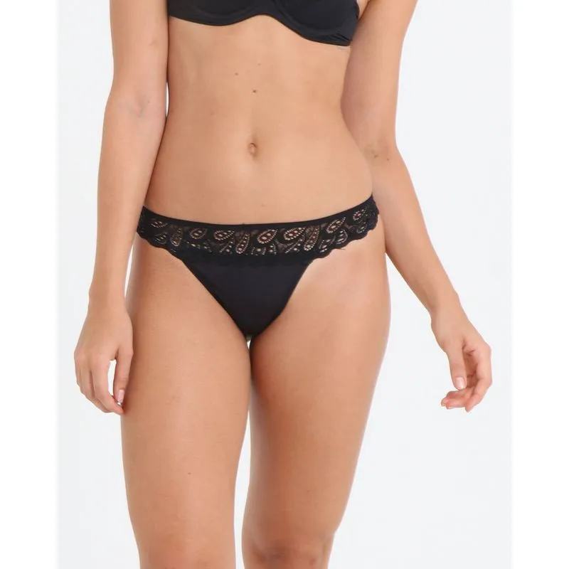 Calcinha Fio Renda Laço Preta GG