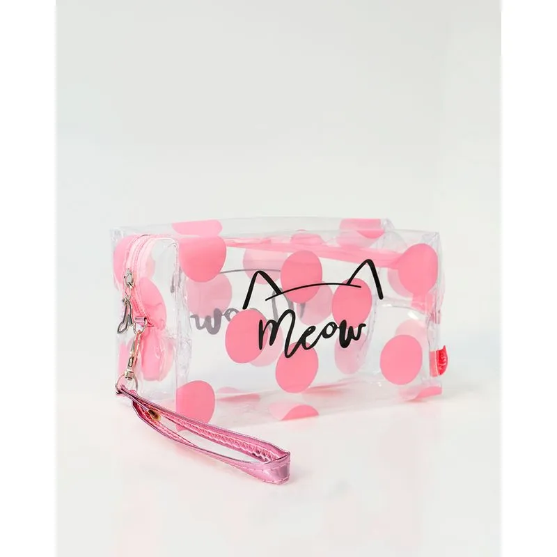 Necessaire Estampa Bolinhas Rosa UN