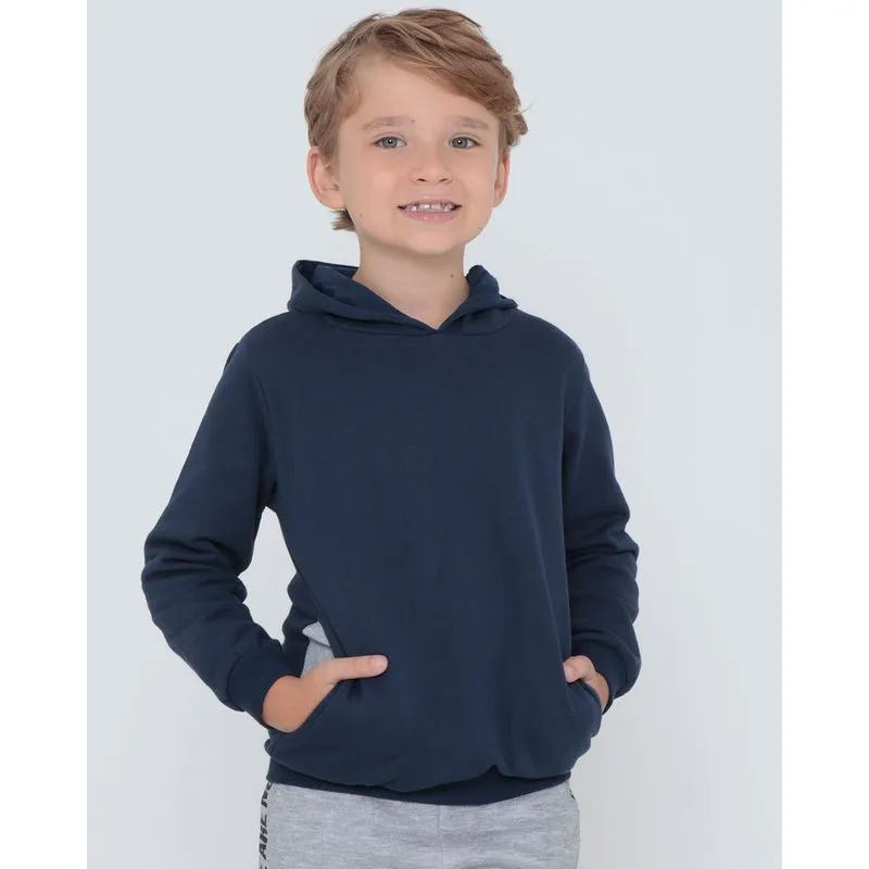 Blusão Infantil Moletom Capuz Básico Azul Marinho 6