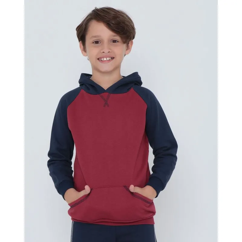 Blusão Infantil Moletom Com Capuz Vinho 4