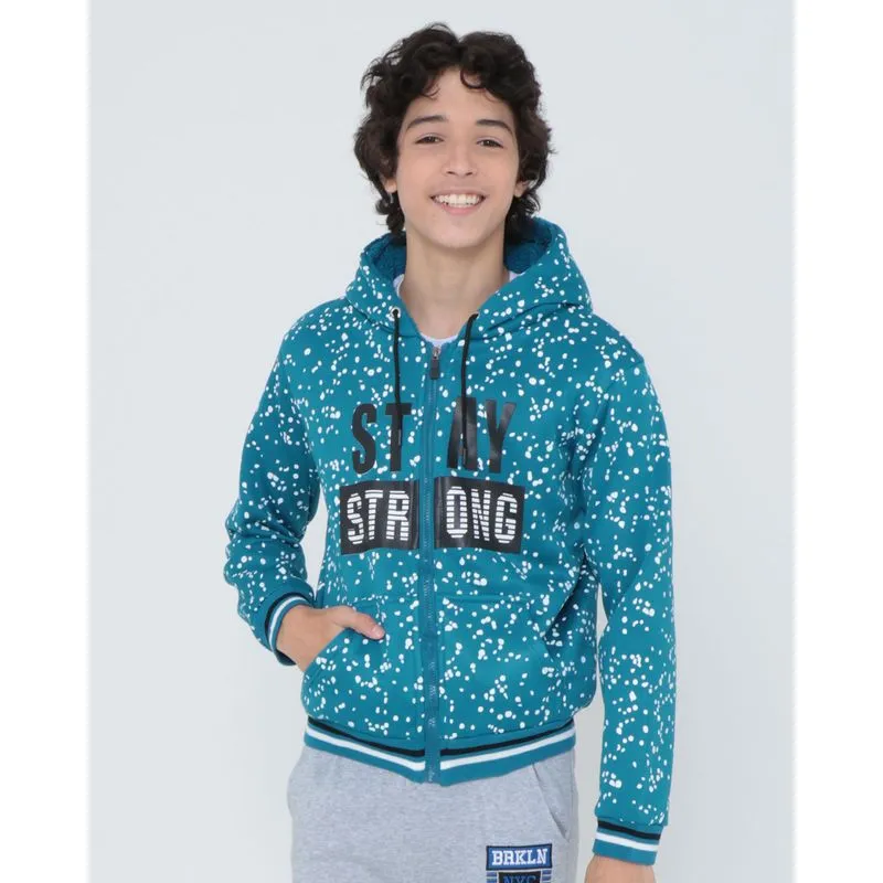 Casaco Juvenil De Moletom Com Zíper Azul 14