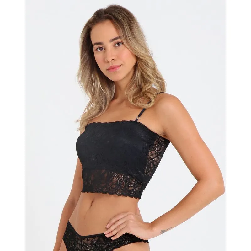 Top Alongado Bojo Renda Preto 42