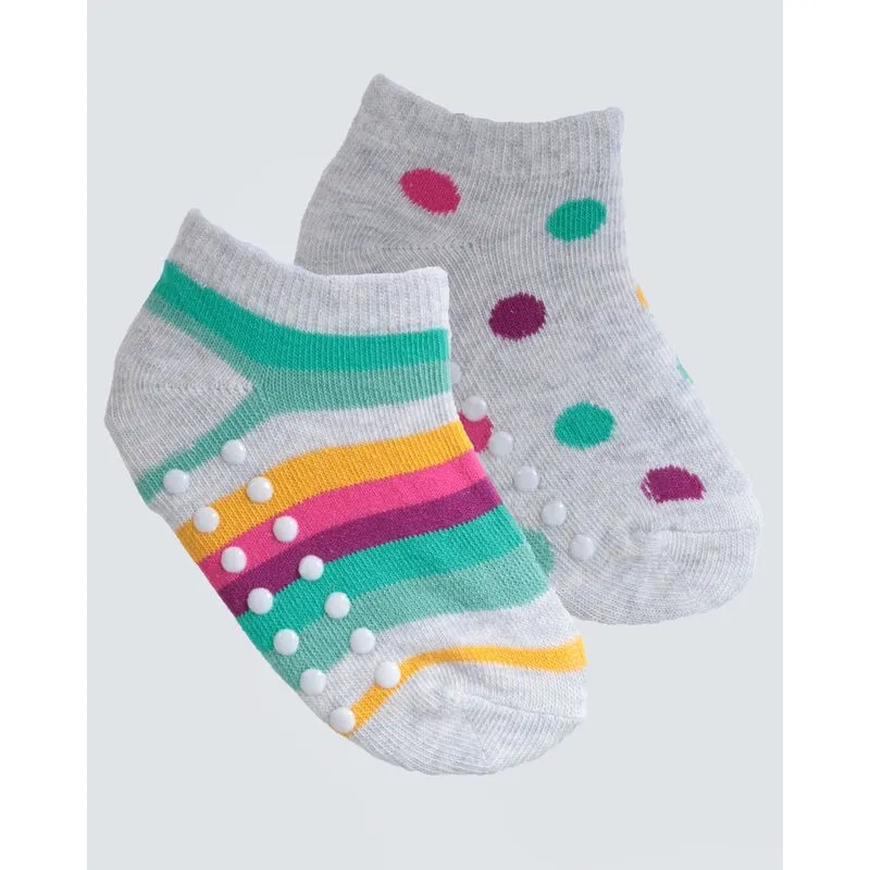 Kit 2 Pares De Meia Sapatilha Infantil Antiderrapante Cinza 16 A 19
