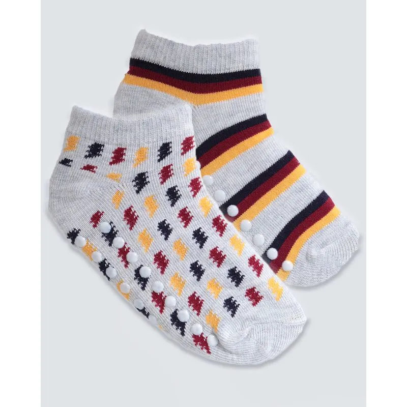 Kit 2 Pares De Meia Sapatilha Infantil Antiderrapante Cinza 23 A 26