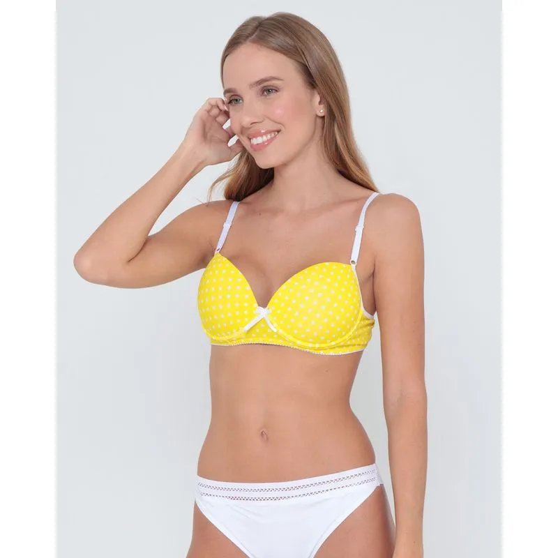 Sutiã Com Base Bojo Poá Amarelo G