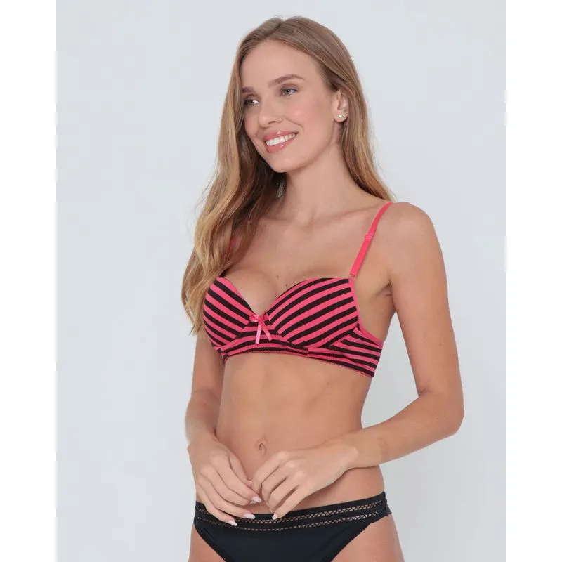 Sutiã Avulso Base Bojo Listrado Vermelho G