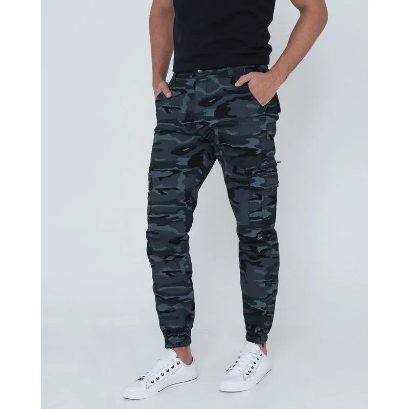 Calça Masculina Jogger Estampa Camuflada Cinza Escuro 44