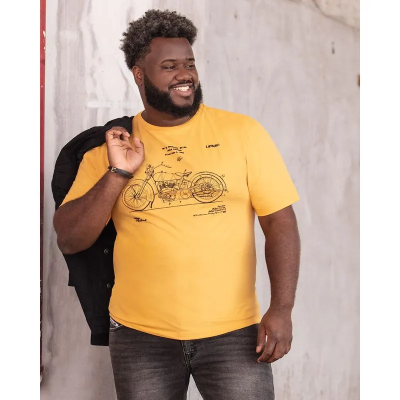Camiseta Masculina Plus Size Barber Shop Mostarda G1