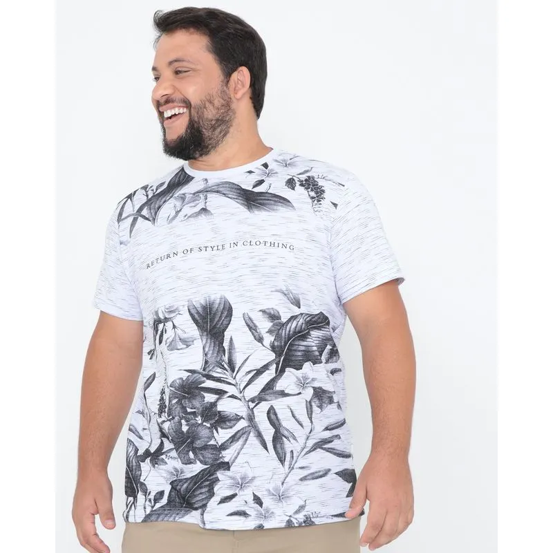 Camiseta Plus Size Estampa Mescla Branca G3