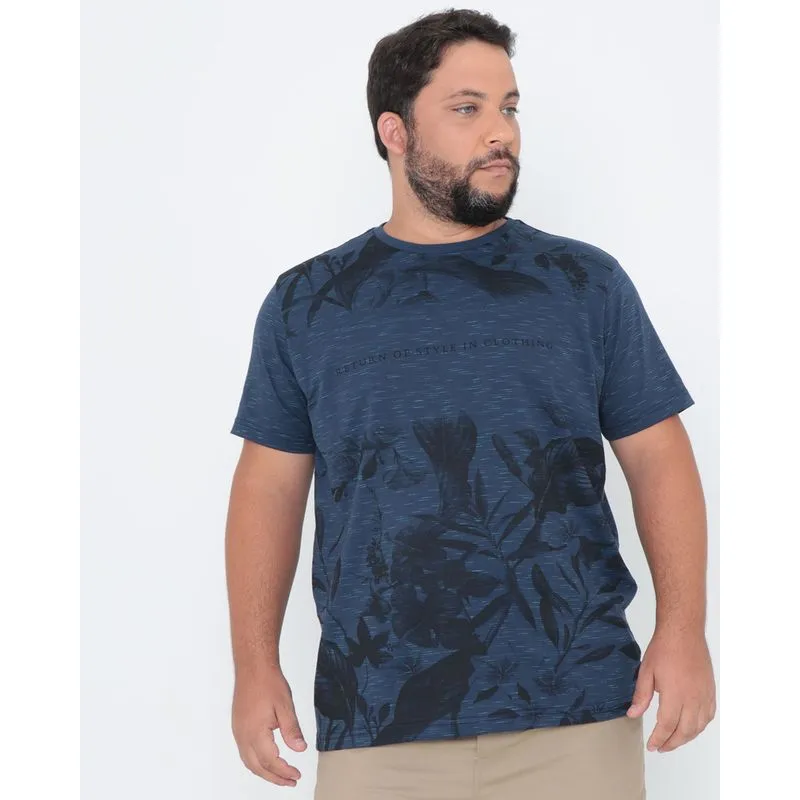 Camiseta Plus Size Estampa Mescla Azul G1