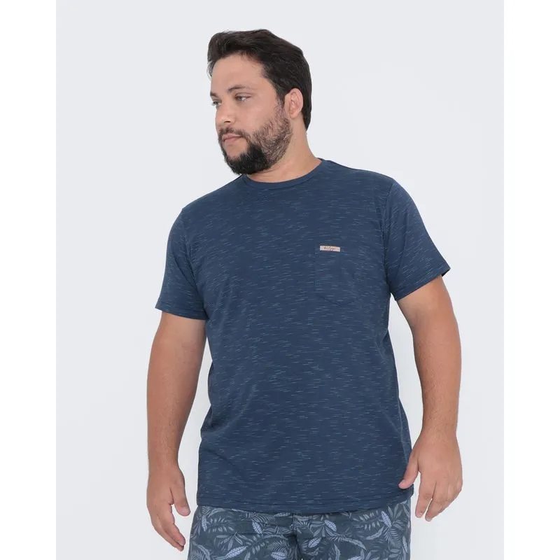 Camiseta Plus Size Flamê Bolso Marinho G2