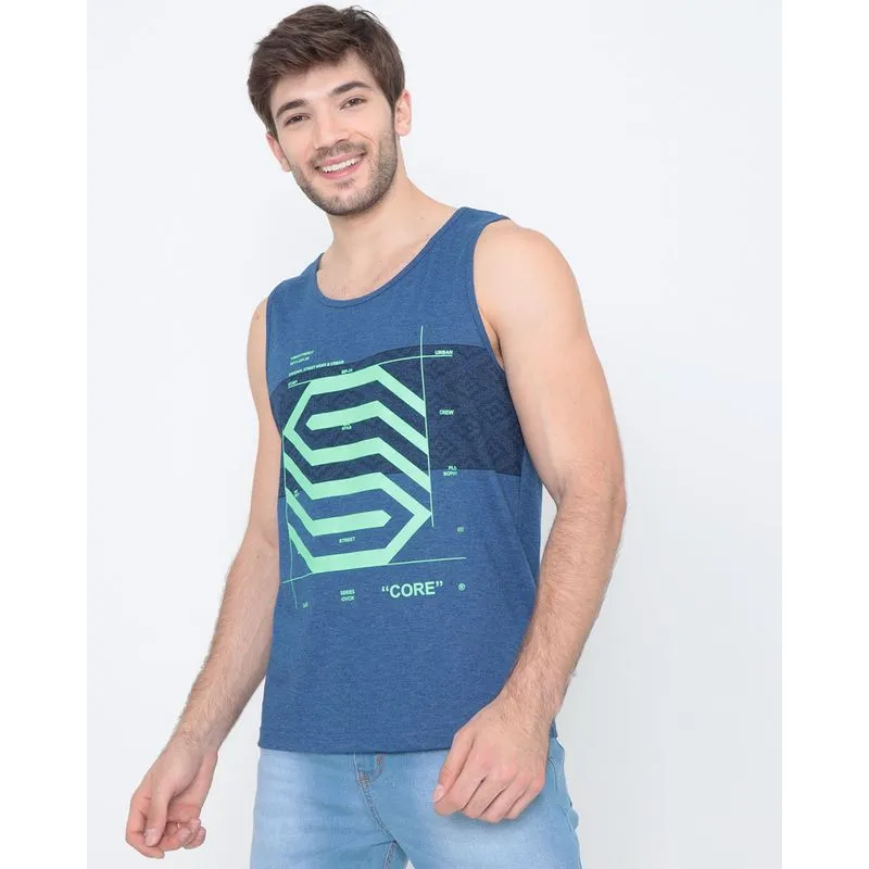 Regata Estampada Mescla Azul GG
