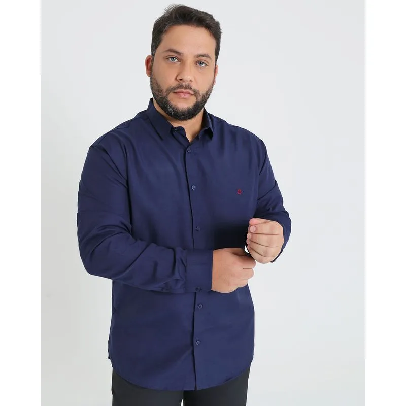 Camisa Plus Size Social Azul Marinho 5