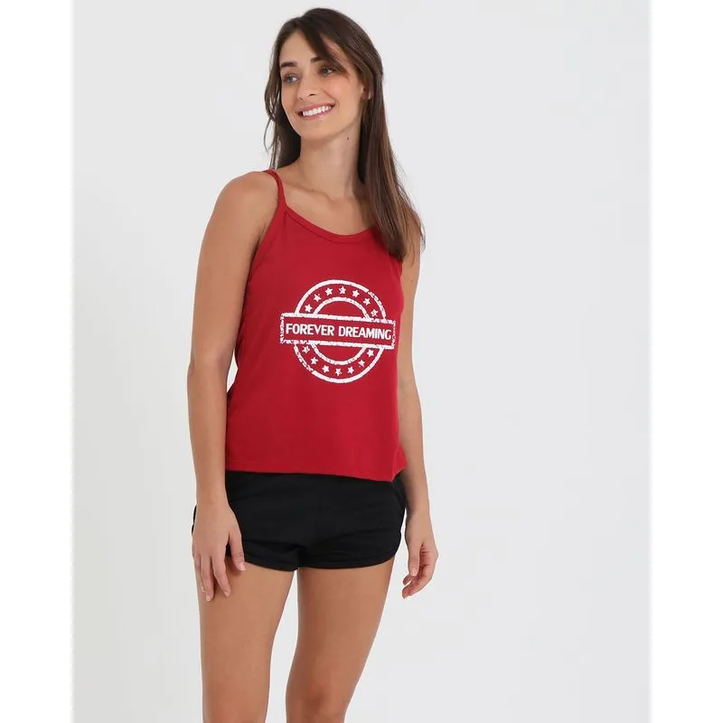 Pijama Feminino Alcinha Vermelho G