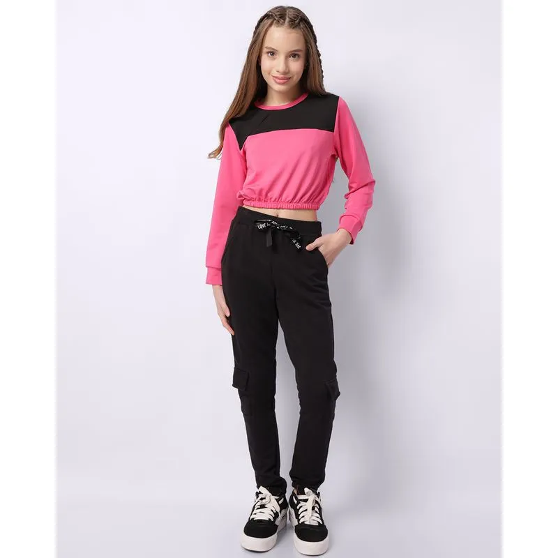 Calça Moletom Juvenil com Bolso Cargo Preta 14