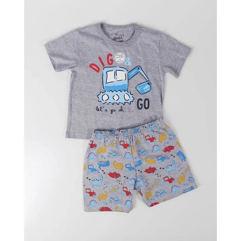 Pijama Bebê Estampado Mescla Cinza Claro 1