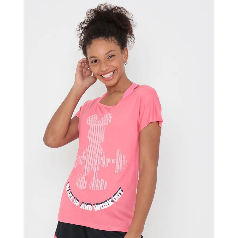 Blusa Fitness Minnie Mouse Disney Rosa M