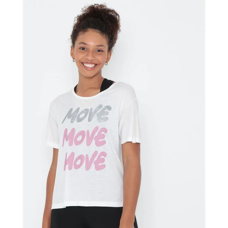 Blusa Fitness Estampada Off White M