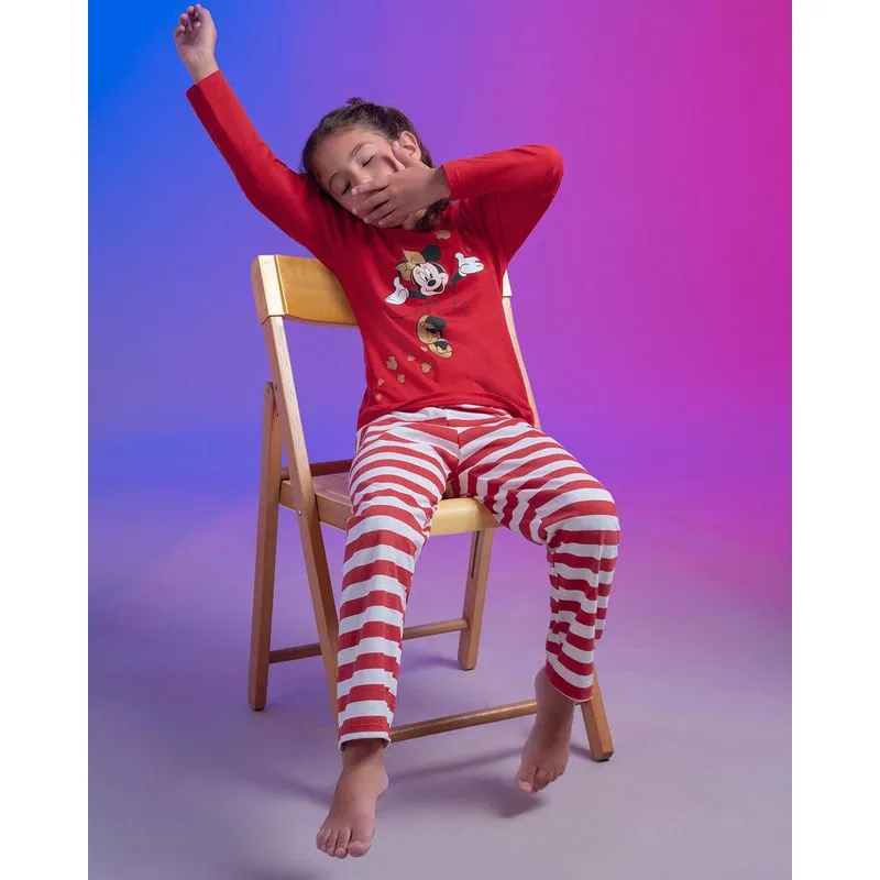 Pijama Infantil Longo Minnie Mouse Disney Vermelho 8